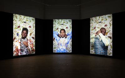 Ebony G. Patterson, ... for those who come to bear/bare witness..., 2020, exhibition view. Courtesy the artist and Monique Meloche Gallery, Chicago. Photo: Mikkel Kaldal.