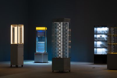 Image: Installation view, Simon Dybbroe Møller, "Hypnic Jerk", Kunsthal Aarhus, 2023. Photo: Jacob Friis-Holm Nielsen.