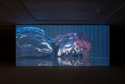 Image: Installation view, Simon Dybbroe Møller, Hypnic Jerk, Kunsthal Aarhus, 2023. Photo: Jacob Friis-Holm Nielsen.