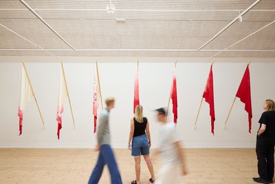 Billede: Nønne Mai Svalholm, Red Flags, Kunsthal Aarhus, 2024. Foto: Peter Ravnsborg og Nønne Mai Svalholm.