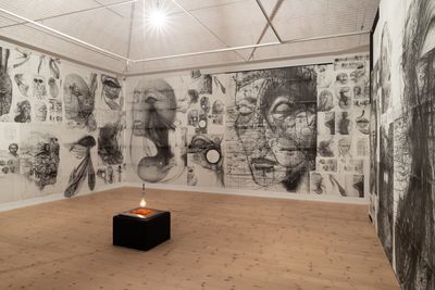 Ferdinand Ahm Krag, ‘Hall of psychopomps’, 2022. Medium: tegning installation, ‘Museum for fremtiden’. Foto: Mikkel Kaldal.