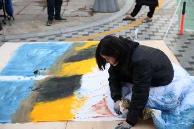 Chanmi Heo, 'Practice for tomorrow', Akryl goyache på koreansk papir, 2018. Foto: SpaceHeem.