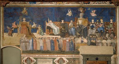 Image credit: Ambrogio Lorenzetti, “The Allegory of Good and Bad Government”, 1338, Fresco, 7.7 x 14.4 m., Palazzo Pubblico, Siena, Italy. Fondazione Musei Senesi.